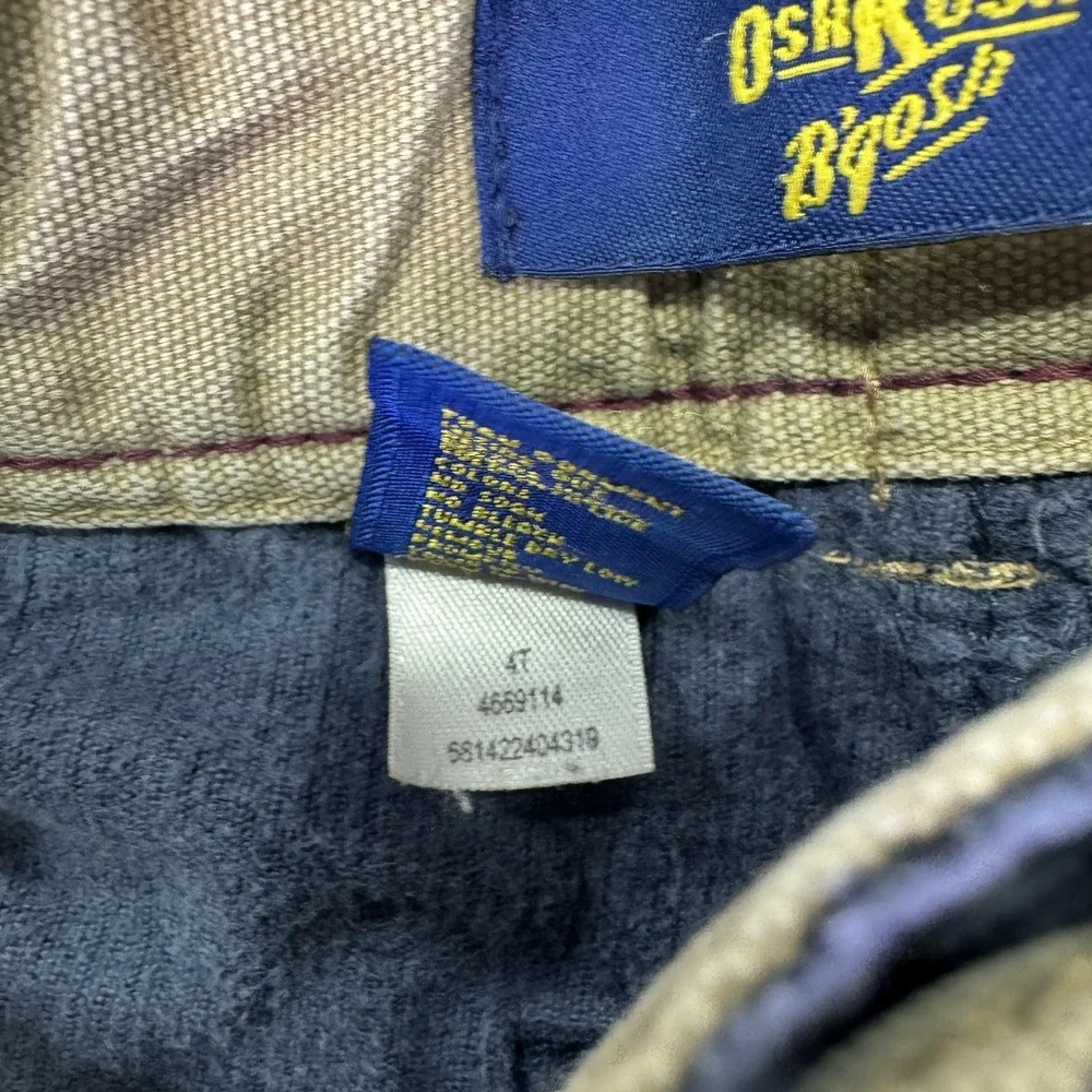 OshKosh B'gosh Pants Boys 4T Blue Corduroy Cargo Adjustable Waist Pockets